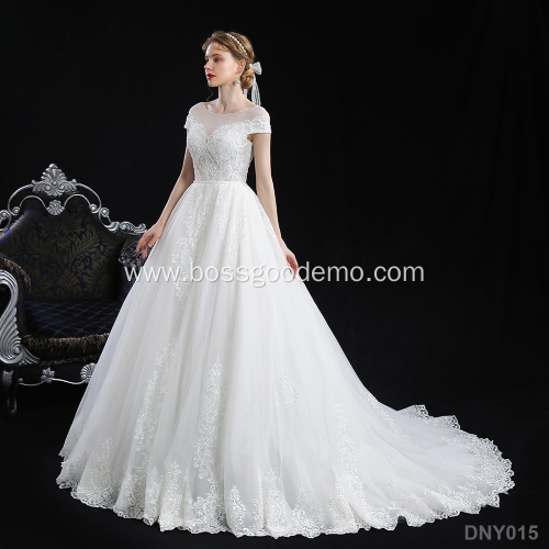 Vintage illusion back style gorgeous beaded bridal gown wedding dress for pregnant women